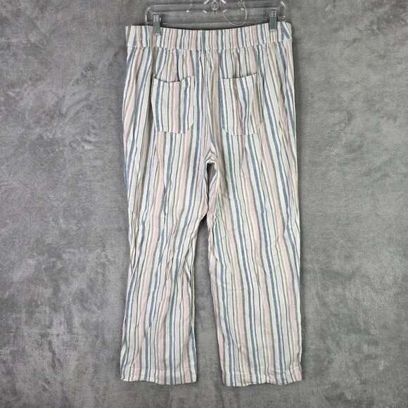 Womens Cato Multicolor Striped Linen Blend Pants Hi Rise Elastic Waist 14/16W - Picture 4 of 10